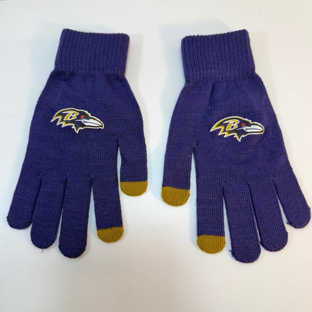 Baltimore Ravens Knit Gloves NFL Unisex One Size Purple Touchscreen Compatible